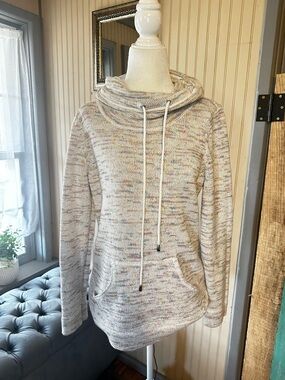 Preswick & Moore Cowl Neck Sweater Womens Medium Marled Knit Cozy Pullover